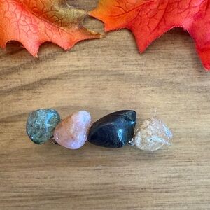 Artisan Green and Gold Polished Natural Stone Hair Barrette